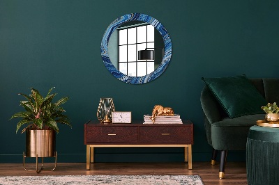 Round decorative wall mirror Blue marbling