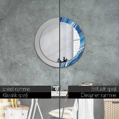 Round decorative wall mirror Blue marbling