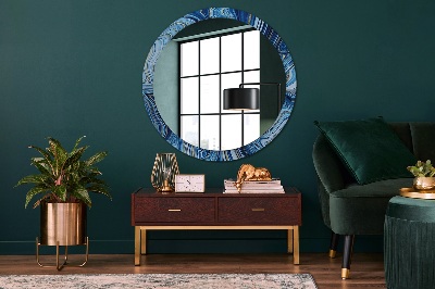 Round decorative wall mirror Blue marbling