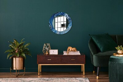 Round decorative wall mirror Blue marbling