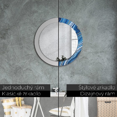 Round decorative wall mirror Blue marbling