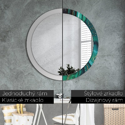 Round decorative wall mirror Emerald green marble