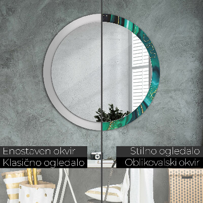 Round decorative wall mirror Emerald green marble