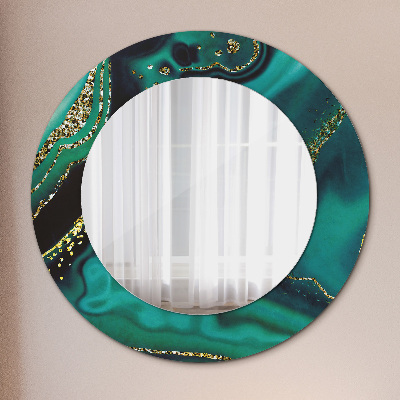 Round decorative wall mirror Emerald green marble