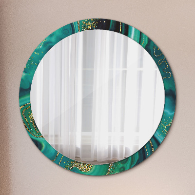 Round decorative wall mirror Emerald green marble