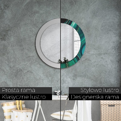 Round decorative wall mirror Emerald green marble