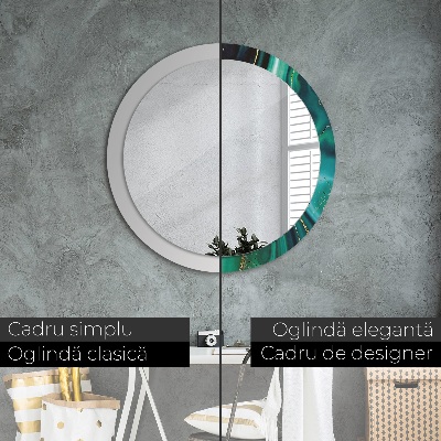 Round decorative wall mirror Emerald green marble