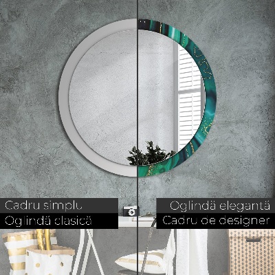 Round decorative wall mirror Emerald green marble