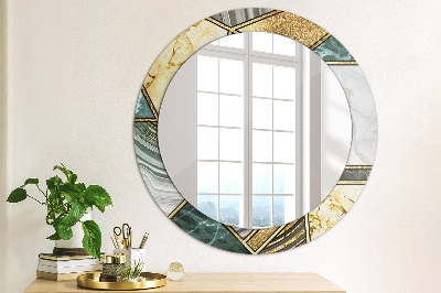 Round decorative wall mirror Marble agate and gold