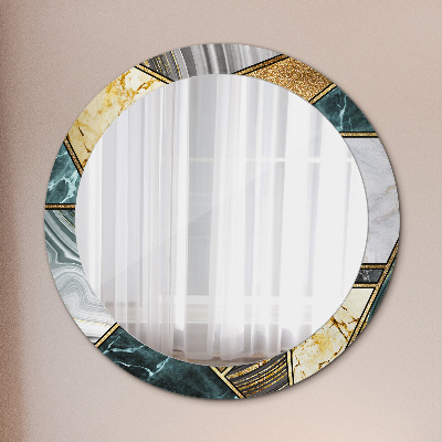 Round decorative wall mirror Marble agate and gold