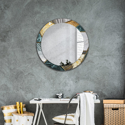 Round decorative wall mirror Marble agate and gold