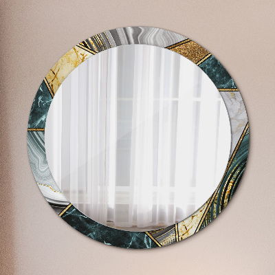 Round decorative wall mirror Marble agate and gold