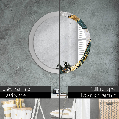 Round decorative wall mirror Marble agate and gold