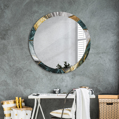 Round decorative wall mirror Marble agate and gold