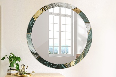 Round decorative wall mirror Marble agate and gold