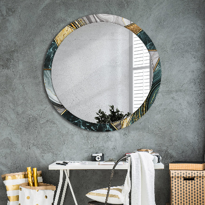 Round decorative wall mirror Marble agate and gold