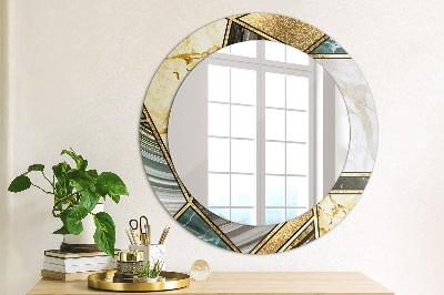 Round decorative wall mirror Marble agate and gold