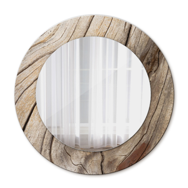 Round decorative wall mirror Cracked wood