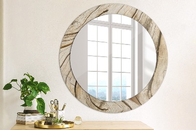 Round decorative wall mirror Cracked wood