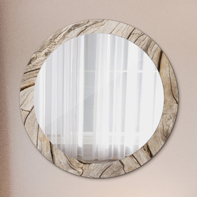 Round decorative wall mirror Cracked wood