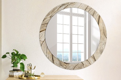 Round decorative wall mirror Cracked wood