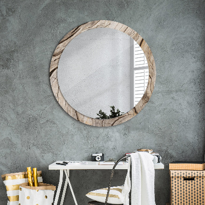 Round decorative wall mirror Cracked wood