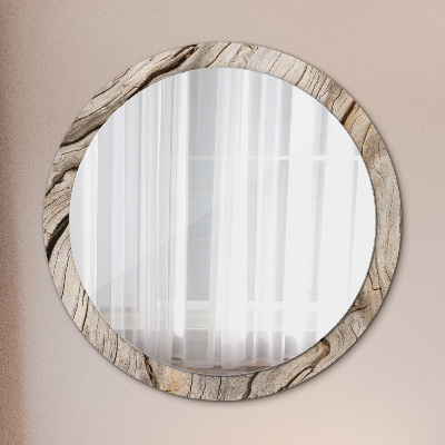 Round decorative wall mirror Cracked wood