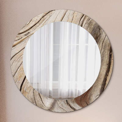 Round decorative wall mirror Cracked wood