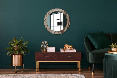 Round decorative wall mirror Cracked wood