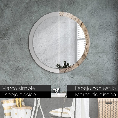 Round decorative wall mirror Cracked wood