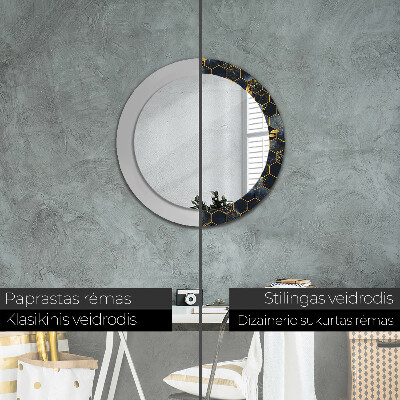 Round mirror printed frame Marble hexagon