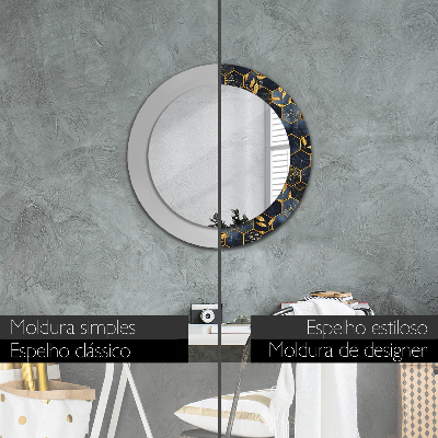 Round mirror printed frame Marble hexagon