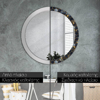 Round mirror printed frame Marble hexagon