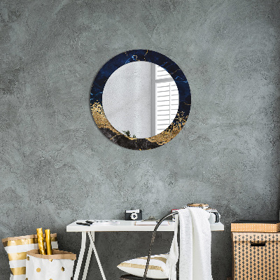 Round mirror printed frame Blue marble