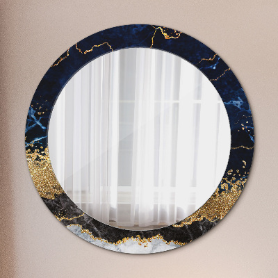 Round mirror printed frame Blue marble