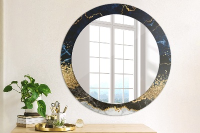 Round mirror printed frame Blue marble