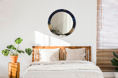 Round mirror printed frame Blue marble