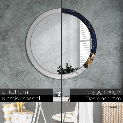 Round mirror printed frame Blue marble