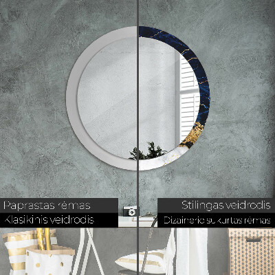 Round mirror printed frame Blue marble