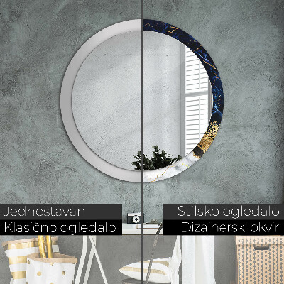 Round mirror printed frame Blue marble