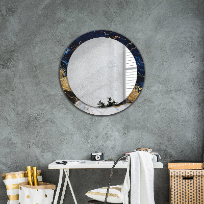 Round mirror printed frame Blue marble