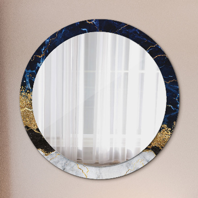 Round mirror printed frame Blue marble