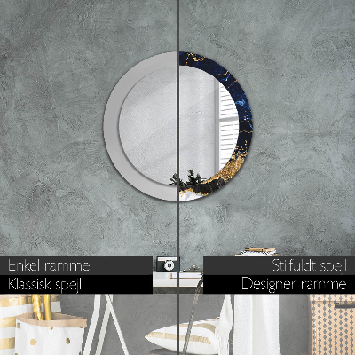 Round mirror printed frame Blue marble