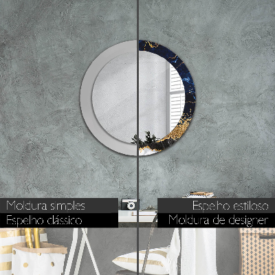 Round mirror printed frame Blue marble