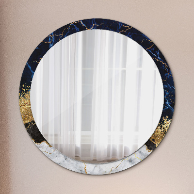 Round mirror printed frame Blue marble