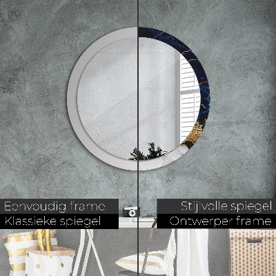 Round mirror printed frame Blue marble