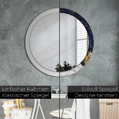 Round mirror printed frame Blue marble