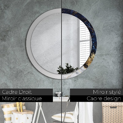 Round mirror printed frame Blue marble