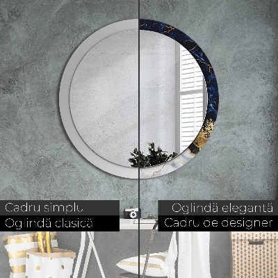 Round mirror printed frame Blue marble