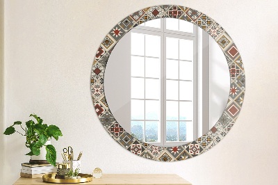 Round mirror printed frame Turkish pattern